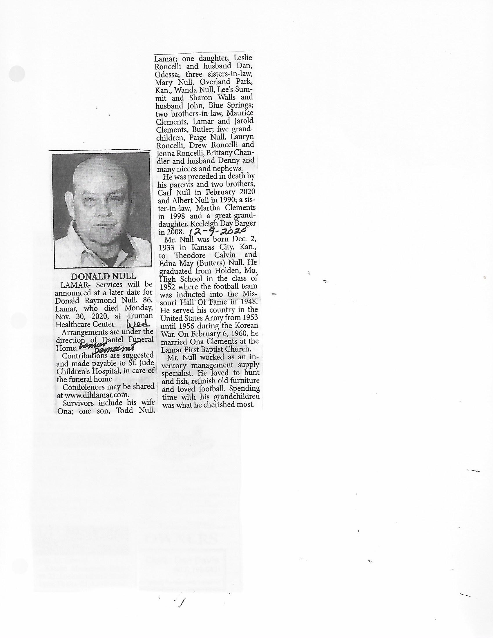 Index N for Other Obituaries